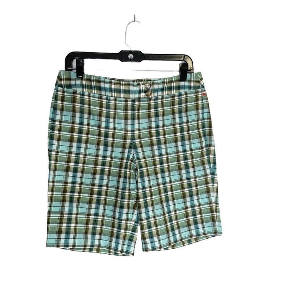 Ann Taylor Signature Fit Lower On-Waist Cotton Checkered Shorts Bermuda Plaid 6P